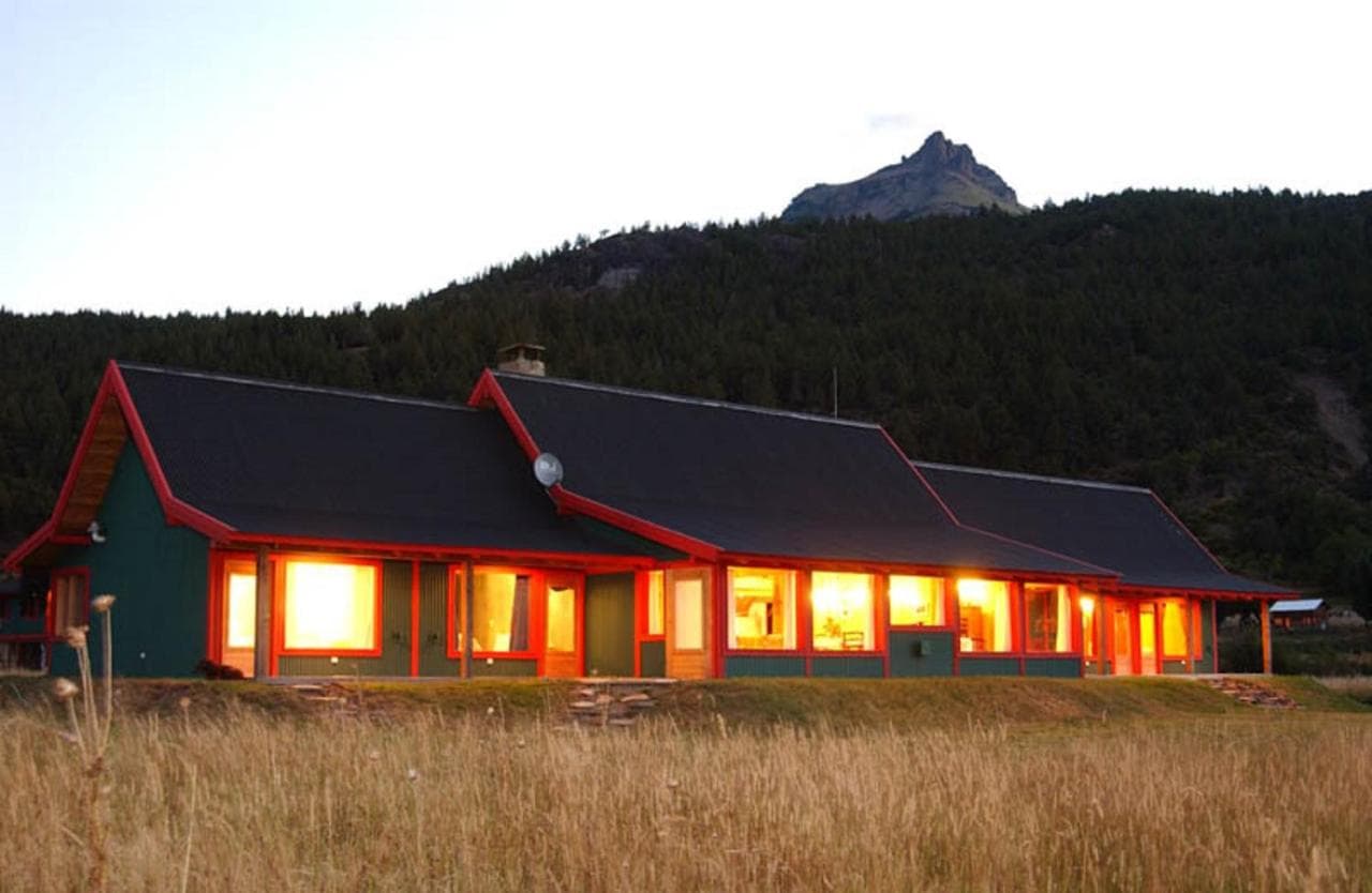 Facilities of La Pilarica Lodge with lights on